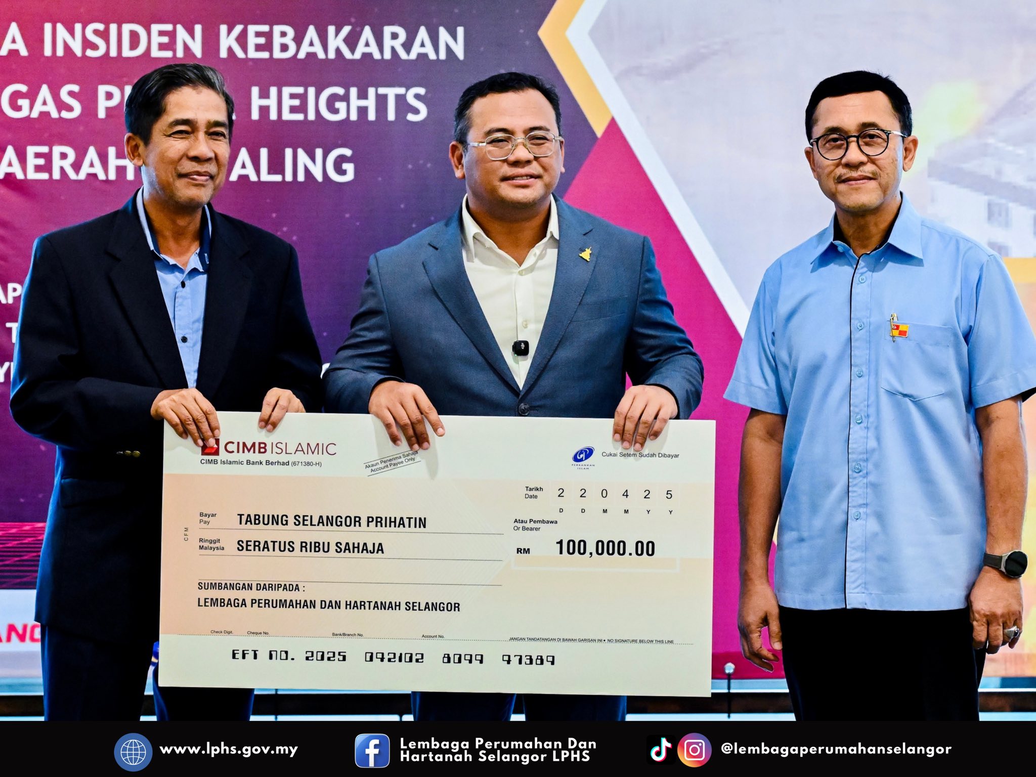 MAJLIS PENYERAHAN BANTUAN SEWA RUMAH KEPADA MANGSA INSIDEN KEBAKARAN PAIP GAS PUTRA HEIGHTS