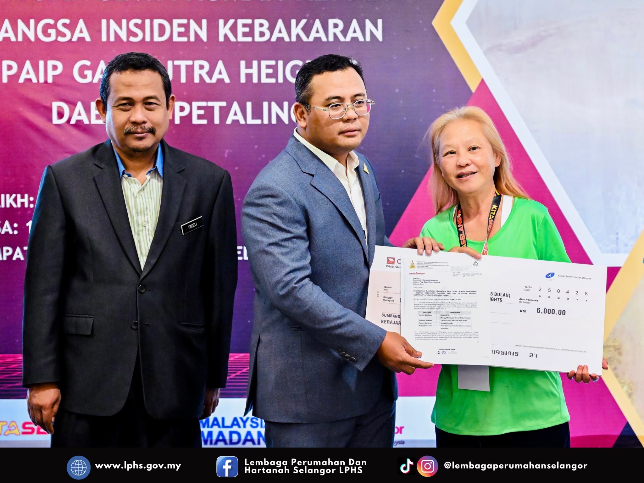 MAJLIS PENYERAHAN BANTUAN SEWA RUMAH KEPADA MANGSA INSIDEN KEBAKARAN PAIP GAS PUTRA HEIGHTS