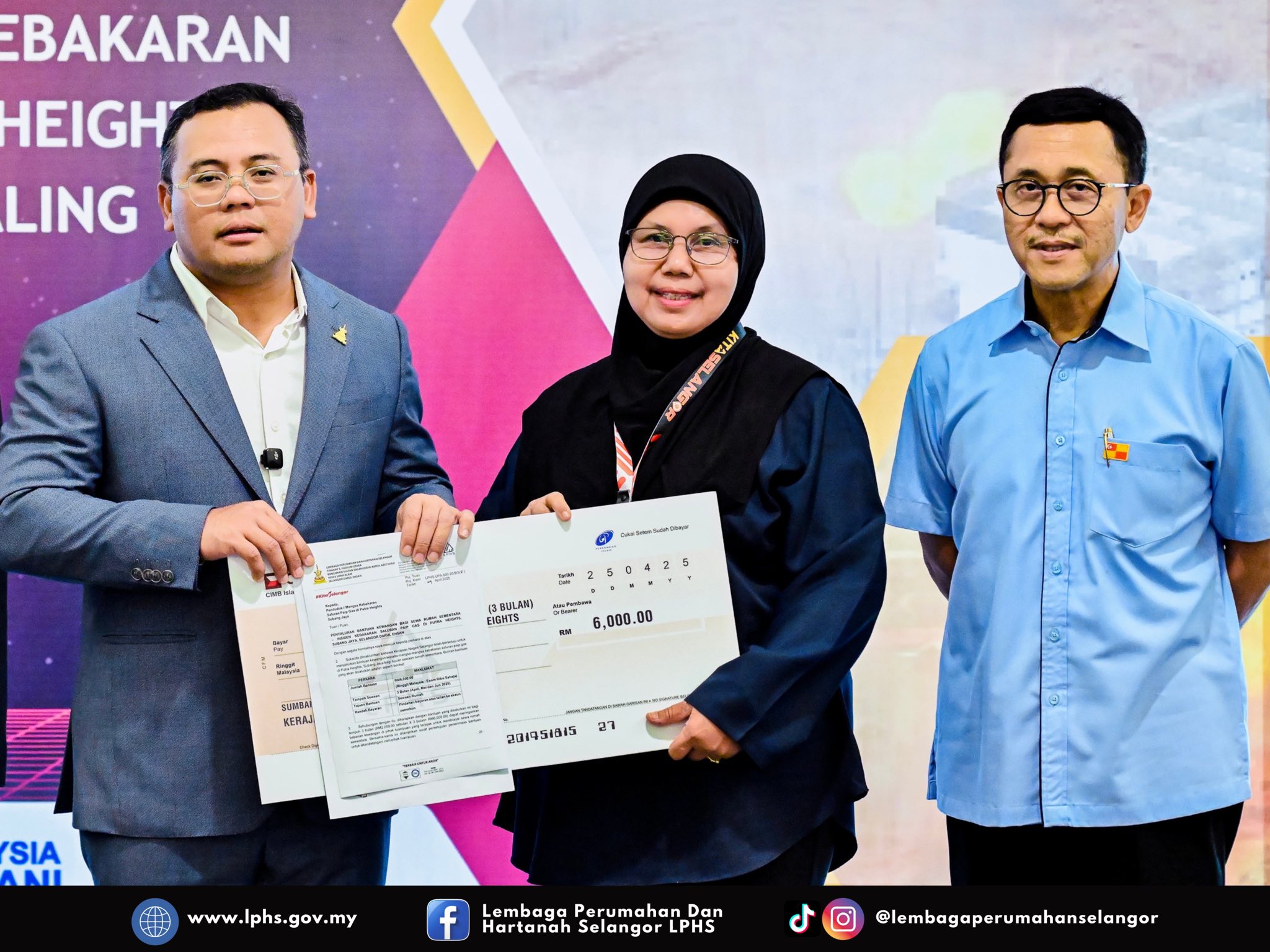 MAJLIS PENYERAHAN BANTUAN SEWA RUMAH KEPADA MANGSA INSIDEN KEBAKARAN PAIP GAS PUTRA HEIGHTS